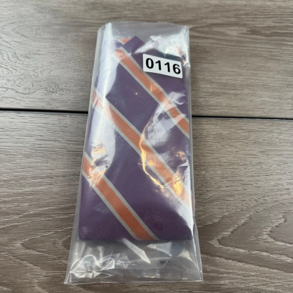 Polo Ralph Lauren Mens VTG Silk Tie Striped Purple Orange White OS